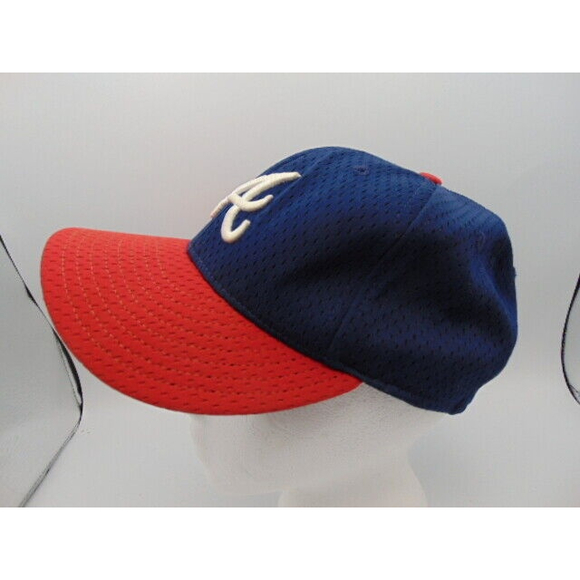 Vtg. Atlanta Braves Fitted Baseball Cap 7-1/8 New Era 59/50 MADE IN USA Blue/Red - Picture 2 of 10